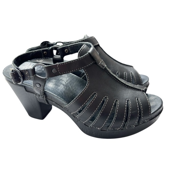 Dansko Randa Black Leather Open Toe Slingback Heeled Sandals Size 39 US 8.5 / 9 - Picture 2 of 15